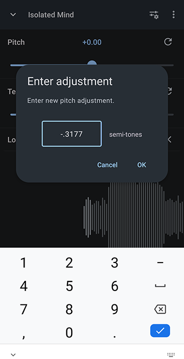 440 Hz to 432 Hz or 528 Hz Conversion using the App's Pitch Shift