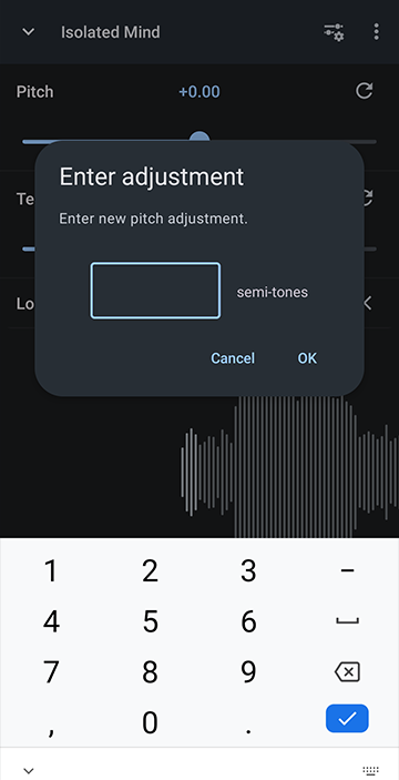 Tap to enter Pitch with keyboard