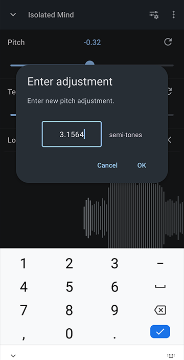 440 Hz to 432 Hz or 528 Hz Conversion using the App's Pitch Shift