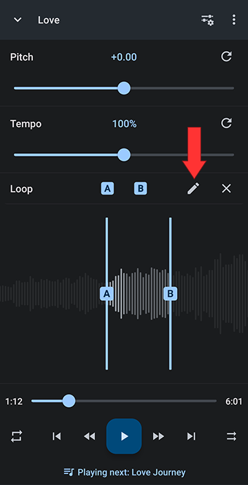 A/B loop edit button