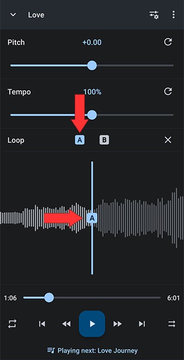 Setting A/B loop points