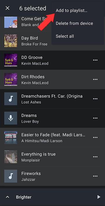 Select add to playlist