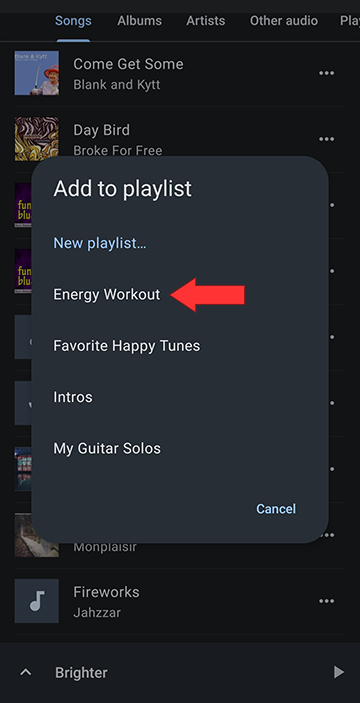 Select playlist