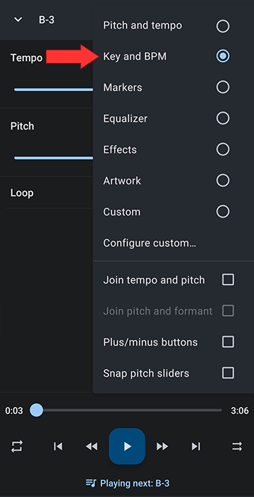 Select Key and bpm