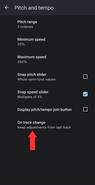 Click on track change