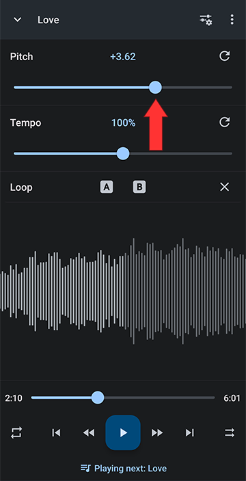 Pitch control slider