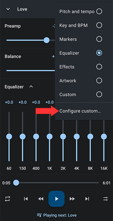 Select Configure custom