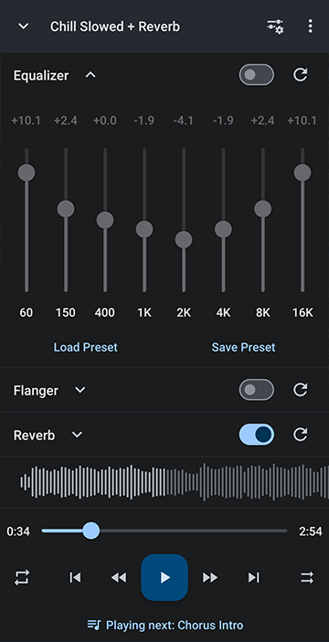 Equalizer, Flanger, Reverb Only