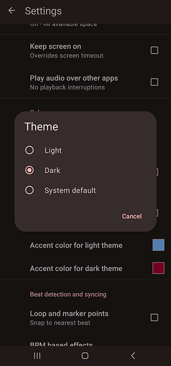 choose Dark theme