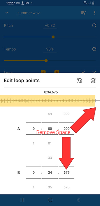 A/B loop editor