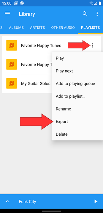 Exporting a playlist