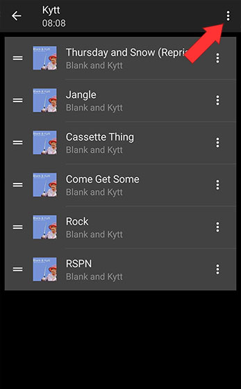 bring up the playlist options menu