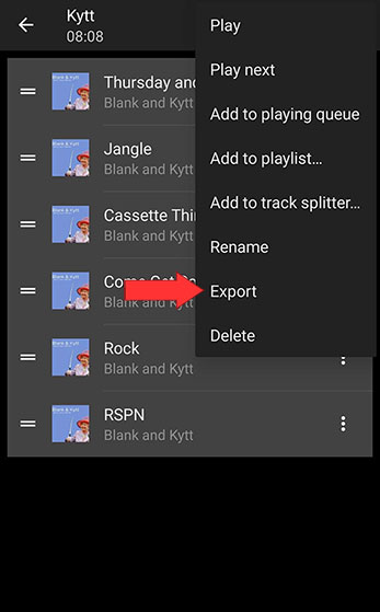 select export playlist
