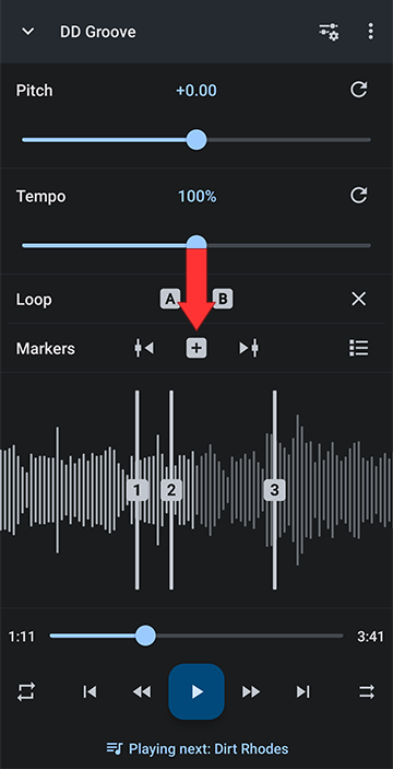 Set markers at the start and end of all parts you want to repeatedly practice