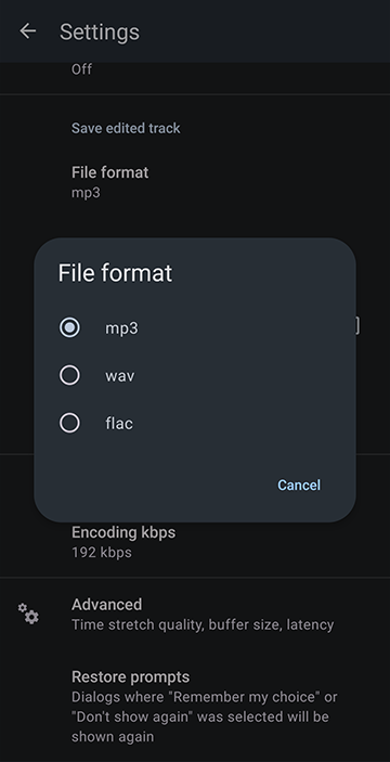 Tap mp3 or wav to Change the format