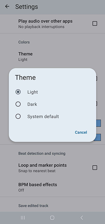 Select dark theme