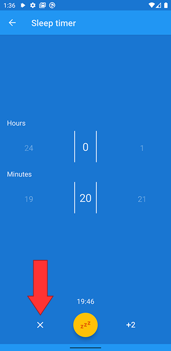 Tap on the x button to the left of the zzz button