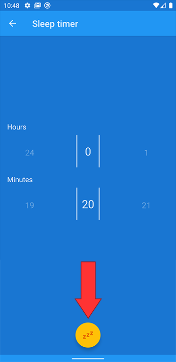 Tap the zzz button to set