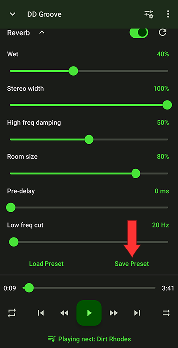 Save  Slowed Reverb setting