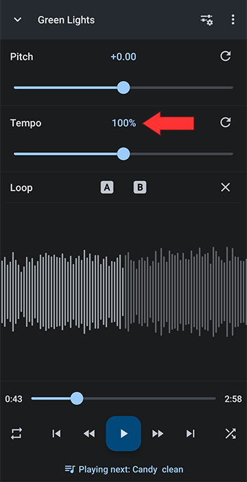 Tap to edit Tempo