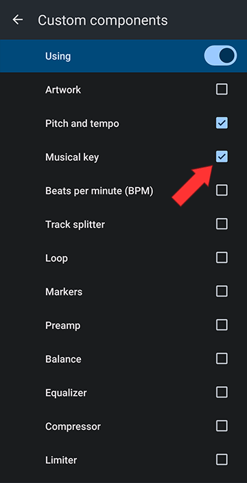 Tap on Musical key to turn it on