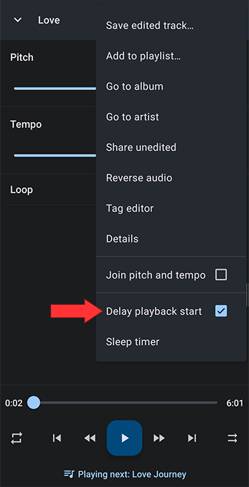Select Delay playback start