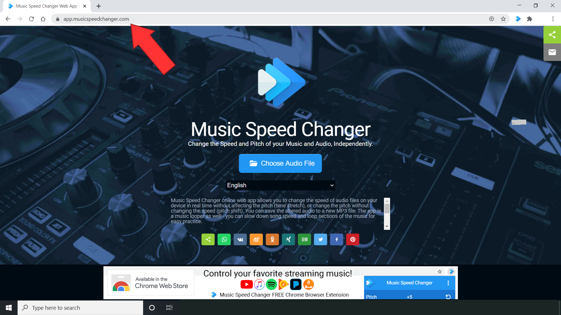 Go to the Music Speed Changer Web App