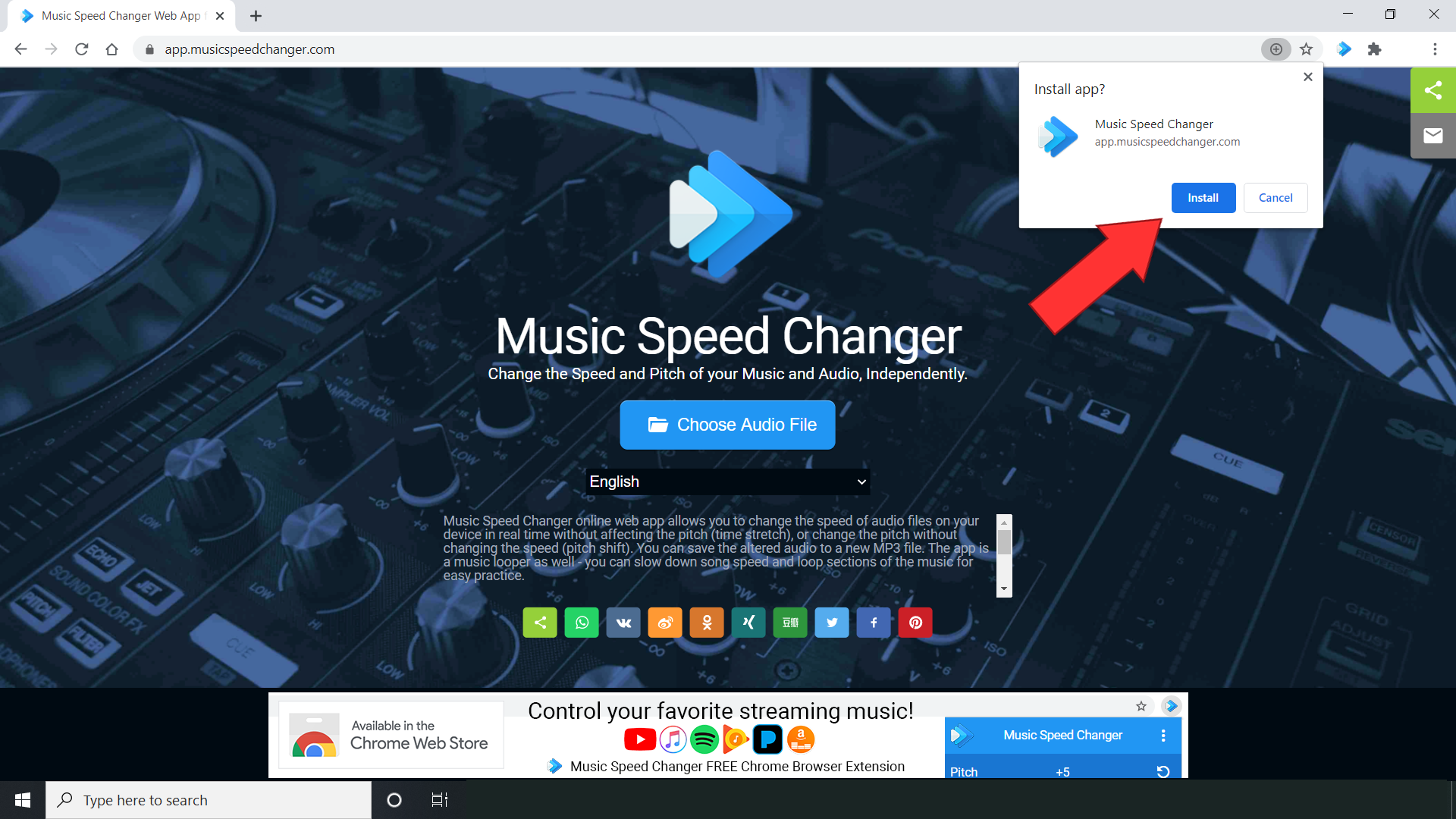 Finish Music Speed Changer PC install